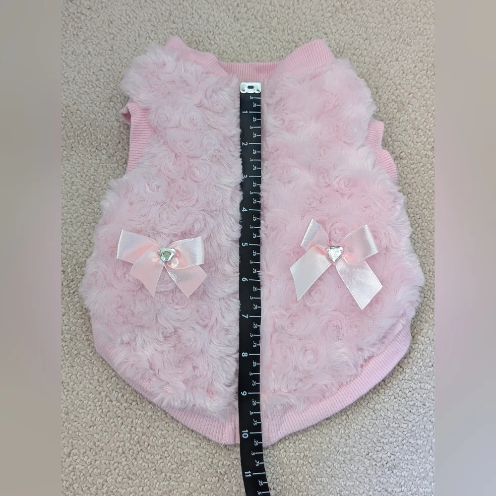 Smoochie Pooch Pink Furry Bow Zip Coat